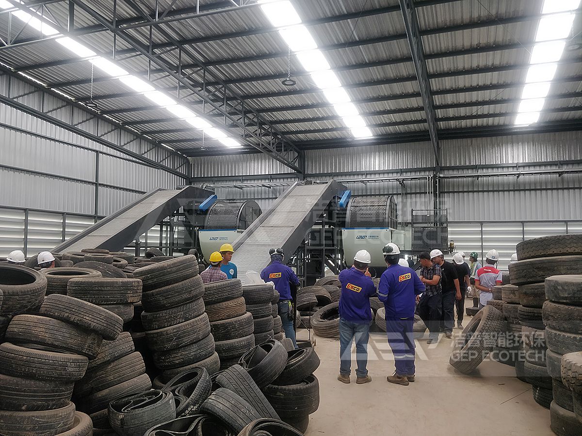 廢舊輪胎做替代燃料現(xiàn)場