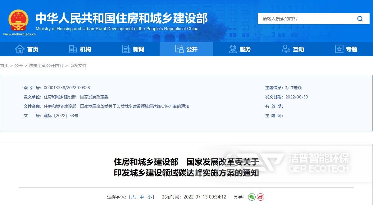 《城鄉(xiāng)建設(shè)領(lǐng)域碳達(dá)峰實(shí)施方案》